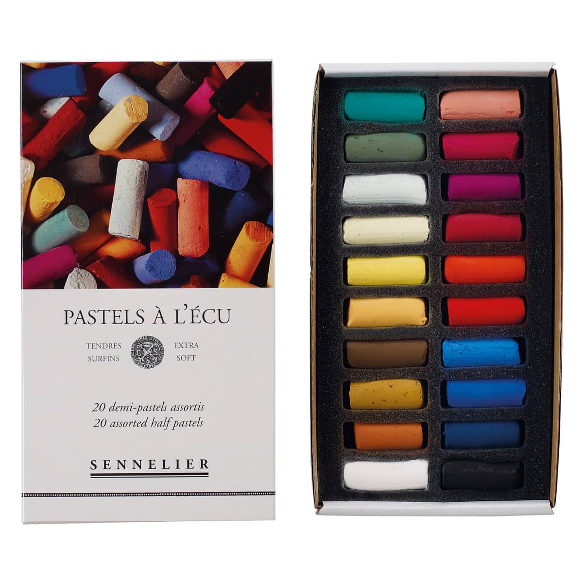 Sennelier Extra Soft Pastel Cardboard Box Set of 20 - Assorted Colors, Half-Sticks