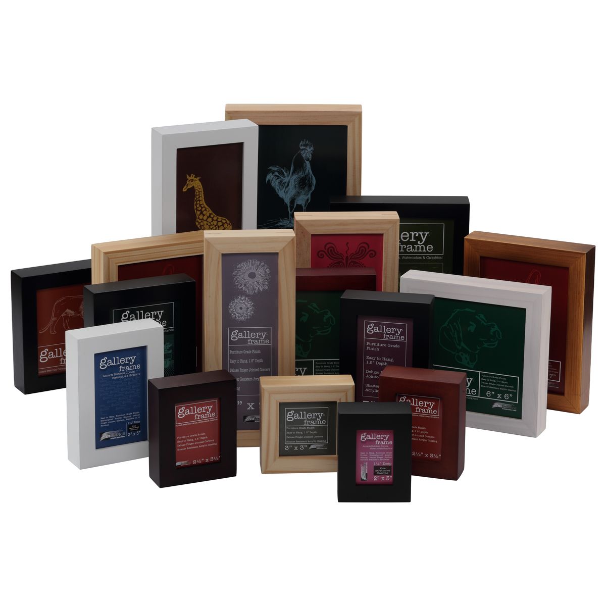 Ambiance Gallery Mini Sizes Wood Frames Boxes of 8