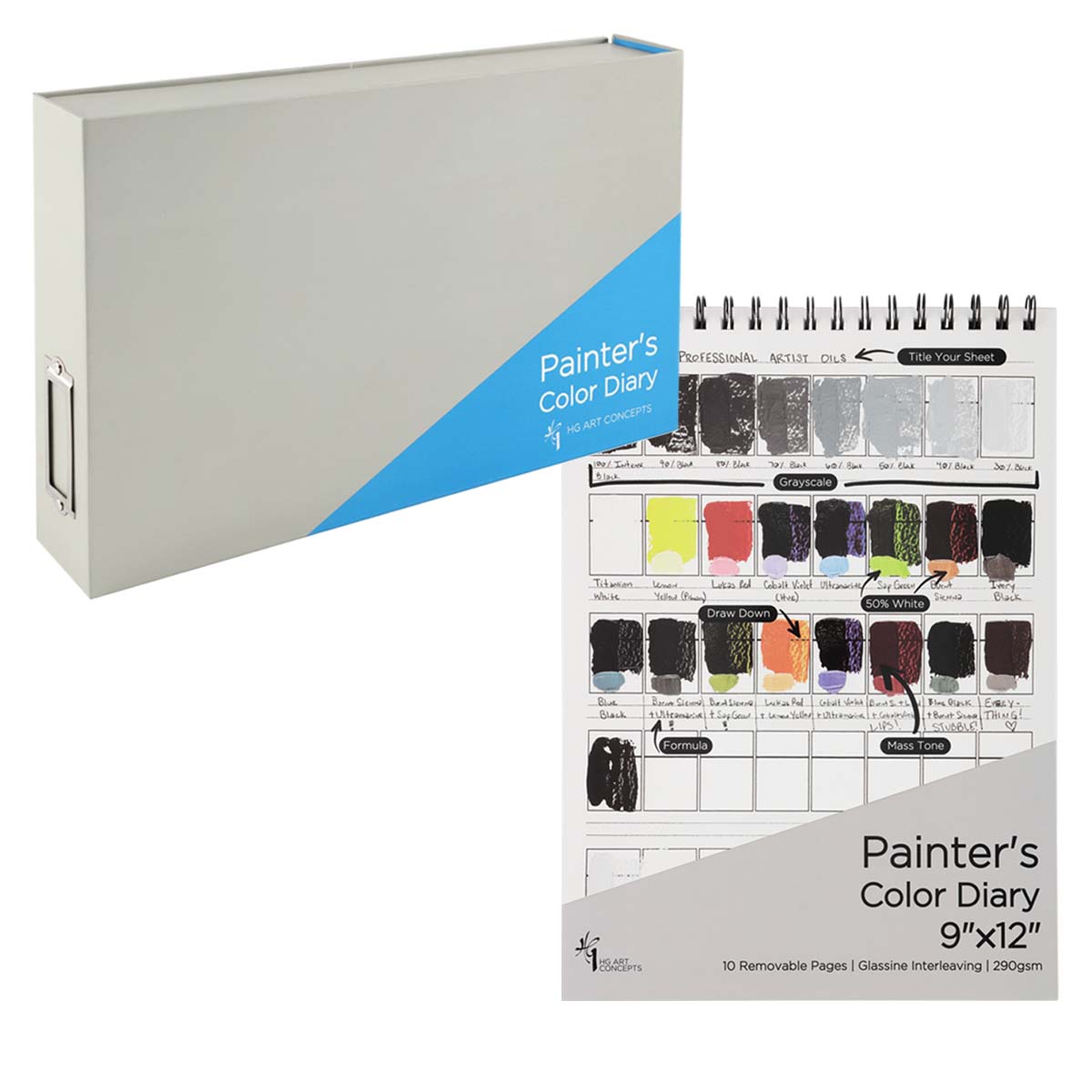 Painter's Diary Oil/Acrylic 9x12in with Binder Box Bundle by HG Art Concepts