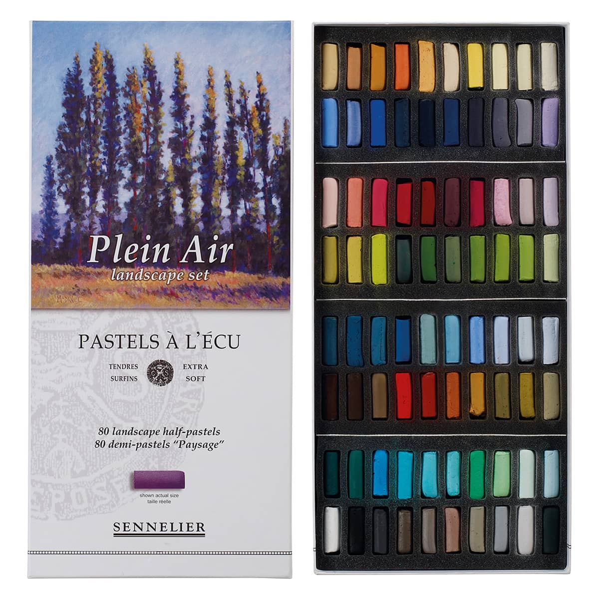 Sennelier Extra Soft Pastel Cardboard Box Set of 80, Plein Air Landscape - Half-Sticks