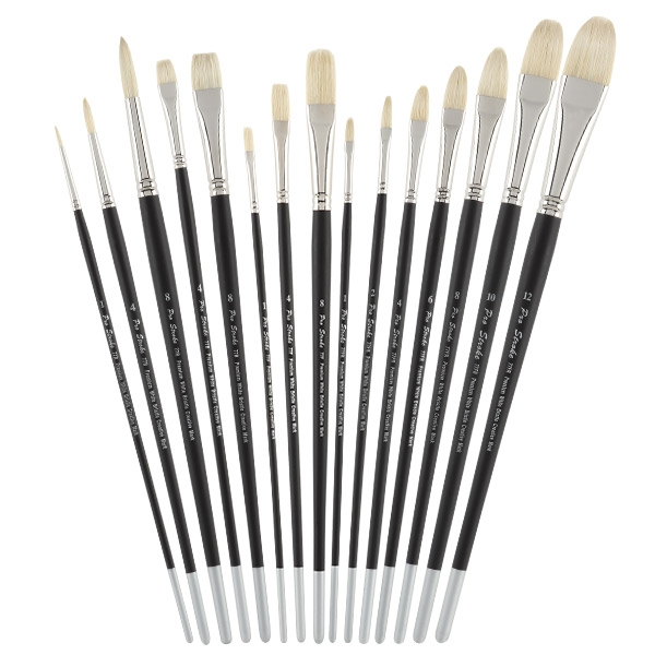 Pro Stroke Premium White Bristle Brush Set Set of 15