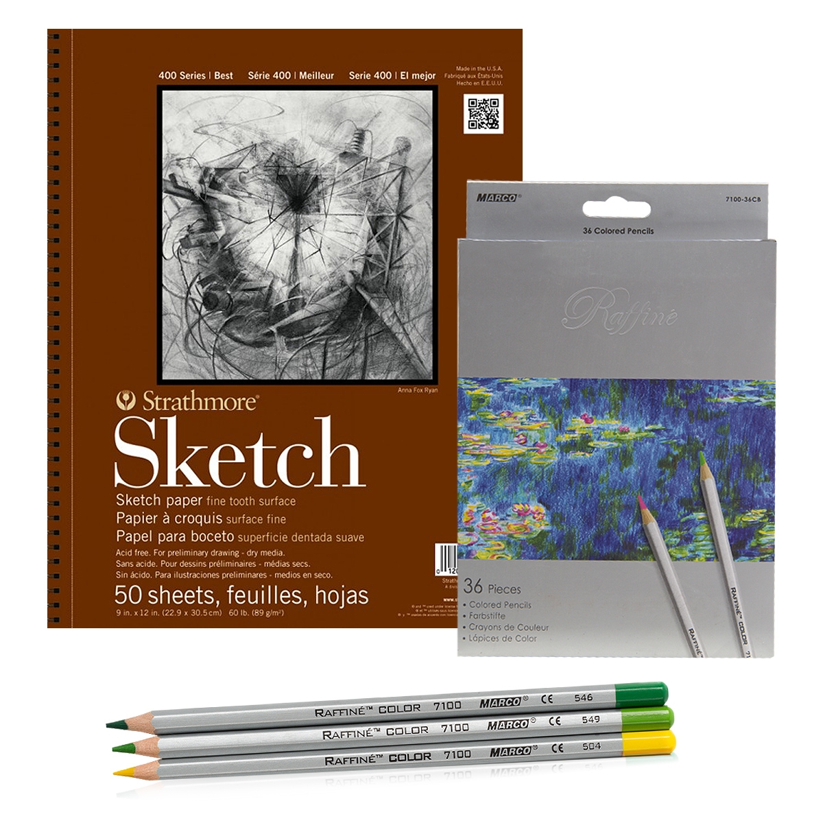 400 Series Sketch Pad Set (w/ Raffine 36ct. Colored Pencil Set)