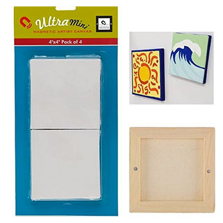 Mini Magnetic Square Paintable Canvas (Pack of 4) 4x4"