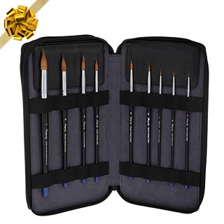 	Kolinksy Sable Professional Brush Set of 9 with Deluxe Leather Case