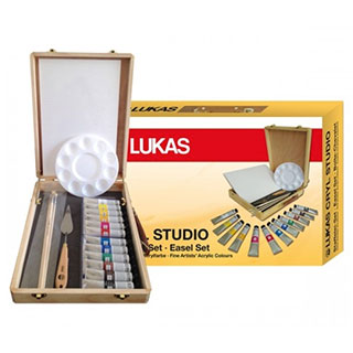 LUKAS Cryl Studio Wood Easel Box Set of 12 20ml Tubes
