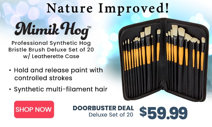 Mimik Hog Professional Synthetic Bristle Brush, Deluxe Set of 20