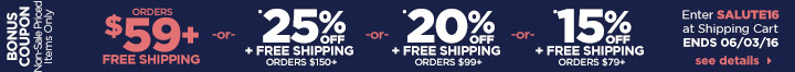 Save up to 25% Off Orders Over $150 Plus Free Shipping - Use Code salute16