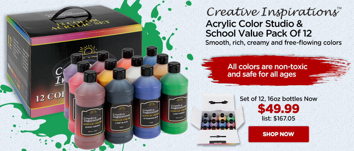 Creative Inspirations Acrylic Color Studio & School Value Pack of 12 Bottles