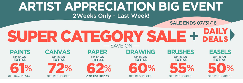 Super Category Sale on Paints, Canvas, Brushes, Easels, and More - Up to 72% OFF
