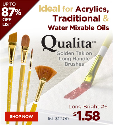 Qualita Golden Taklon Long Handle Brushes