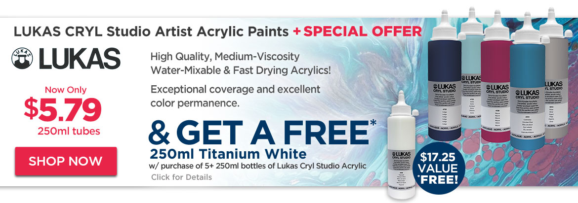 LUKAS CRYL Studio Artist Acrylic Paints + Free White Offer