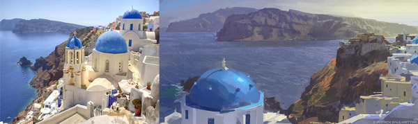 Santorini, Oia, Greece, plein air by Patrick Faulwetter