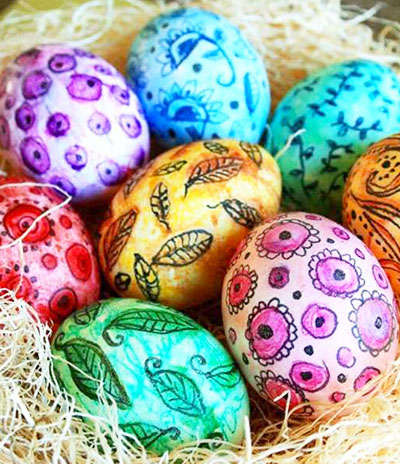 easter eggs painted with watercolor paints