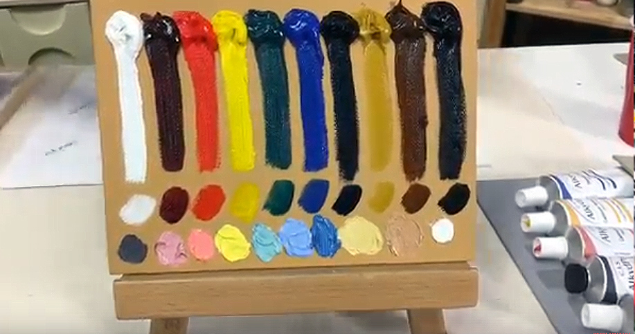 Color swatches of traditional oils