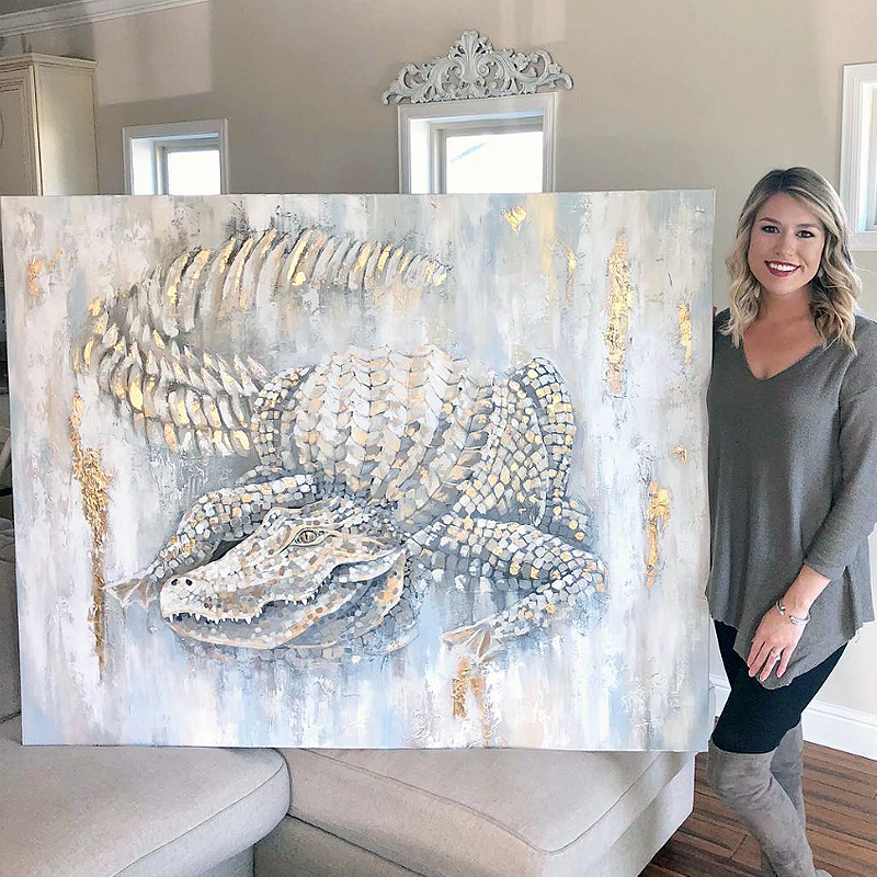 Casey with her large acrylic painting