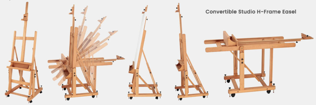 A convertible easel will typically have many ranges of angles from horizontal to vertical