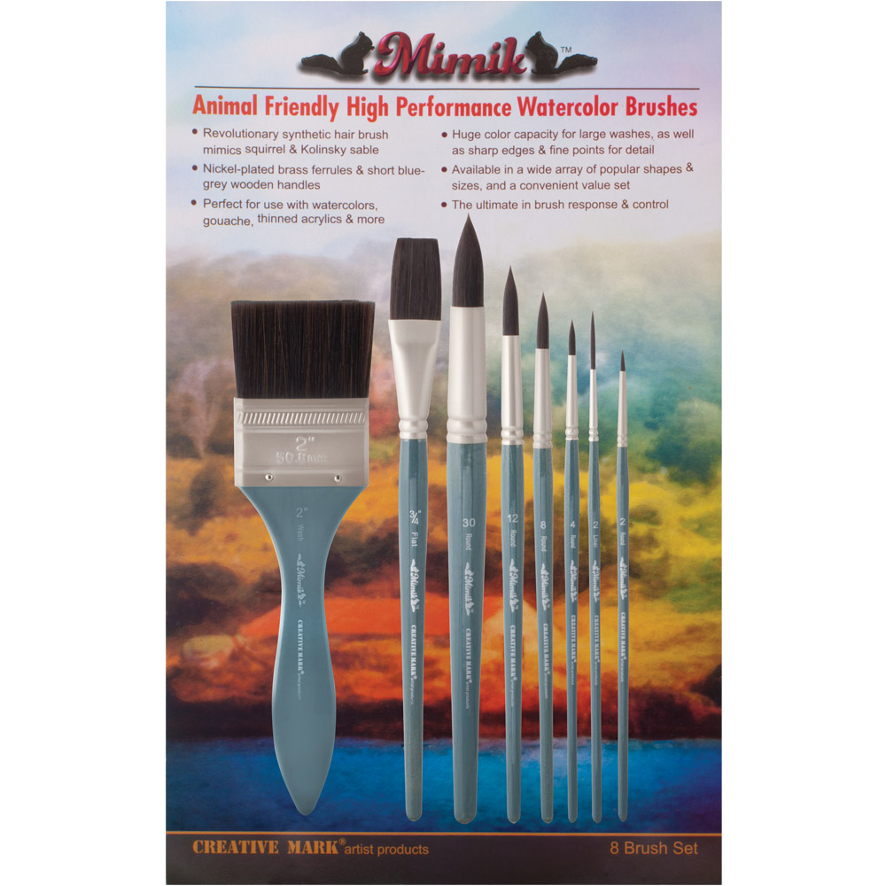 High Performance Synthetic Squirrel Watercolor Brushes Value Set (Set of 8)