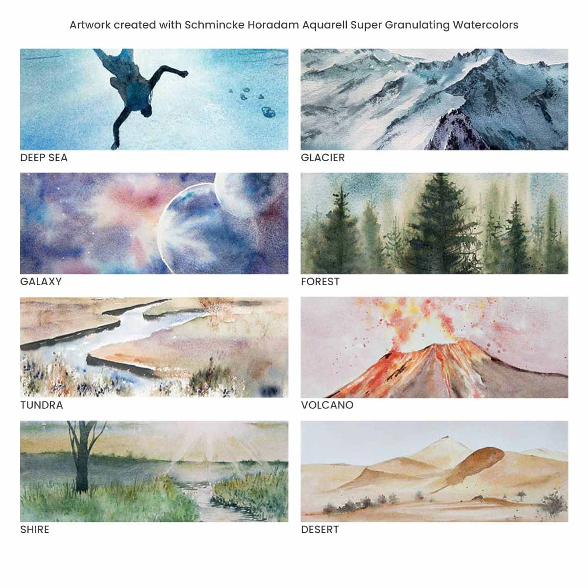 Schmincke Horadam Aquarell Watercolors Super Granulating Wood Box Sets of 5, 15ml Tubes 