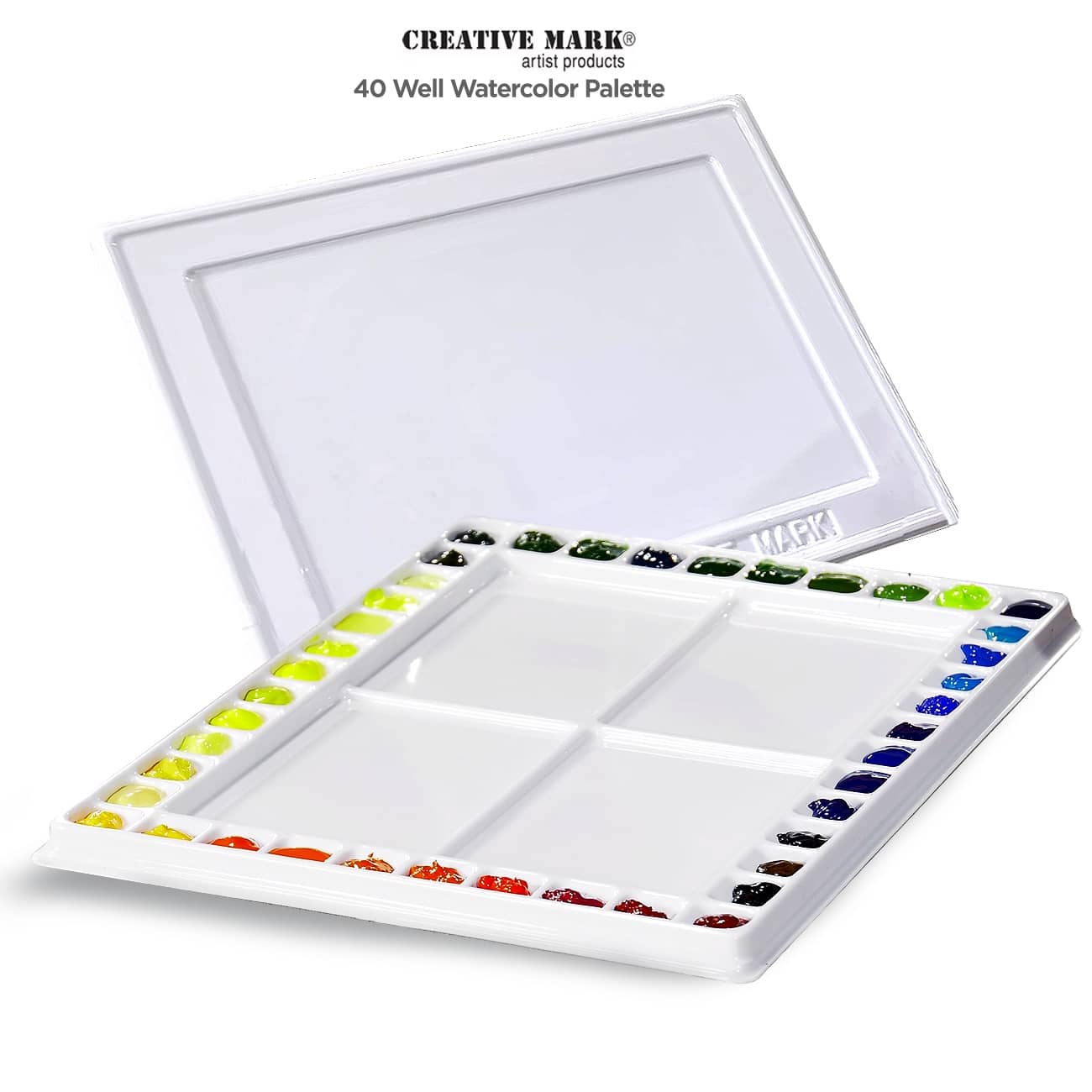 20 Wells Thumbhole Holders Folding Paint Trays Box Watercolor Plastic Palettes