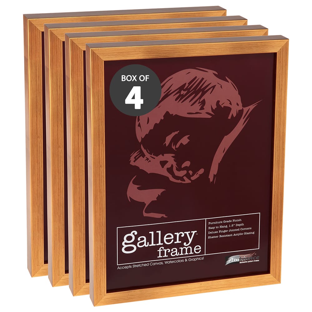 Ambiance Gallery Wood Frame (5x7”, Antique Gold 1-1/2” Deep (Box of 4)