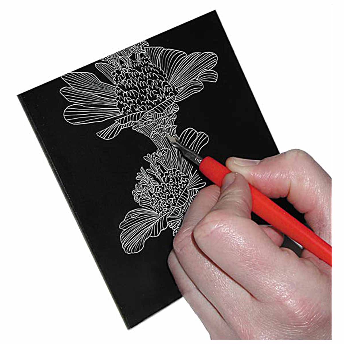 Scratch easily with controlled, clean, crisp white lines
