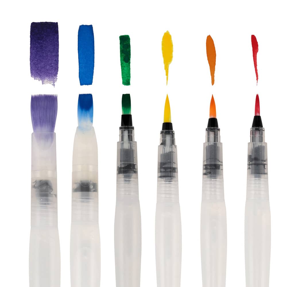 Aquastroke Pro Water Brush Pen, Mixed Set of 6