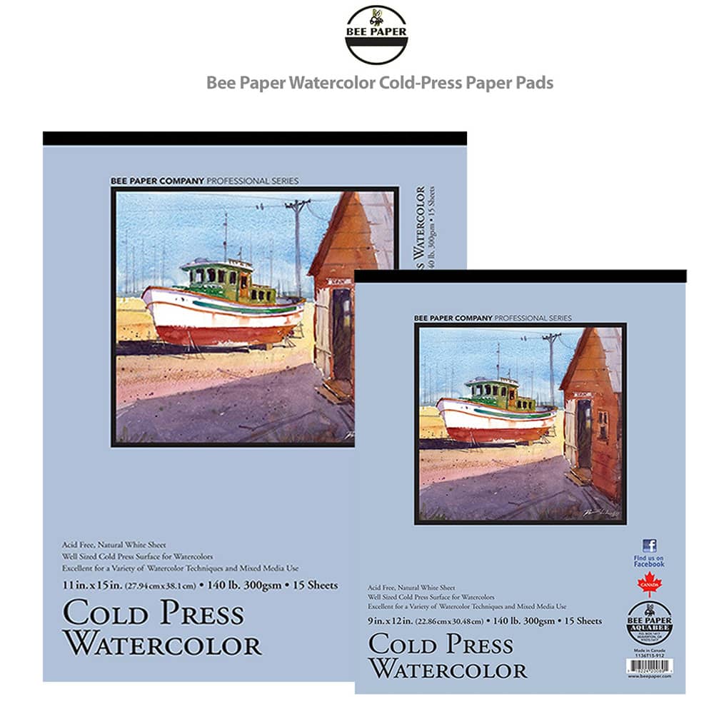 Watercolor Paper - 3 Pads (90 Sheets Total) of 140lb, 300gsm Bright White Cold P