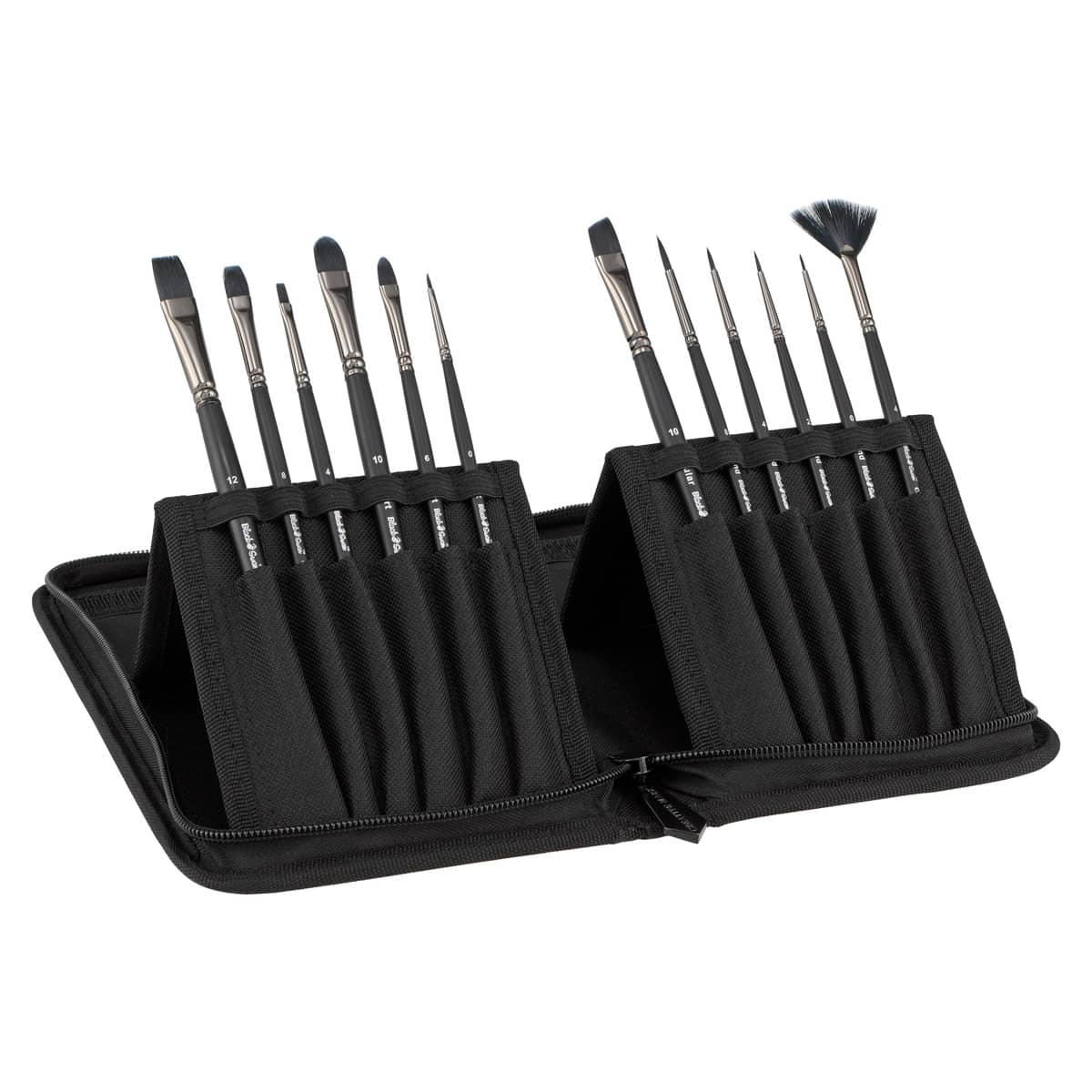 Black Swan Short Handle Brush Set of 12 w/Brush Easel Case