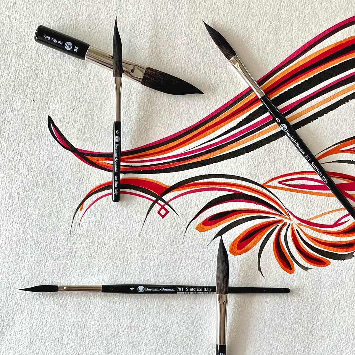 Borciani Bonazzi HIDRO® Synthetic Sword Striper Brushes