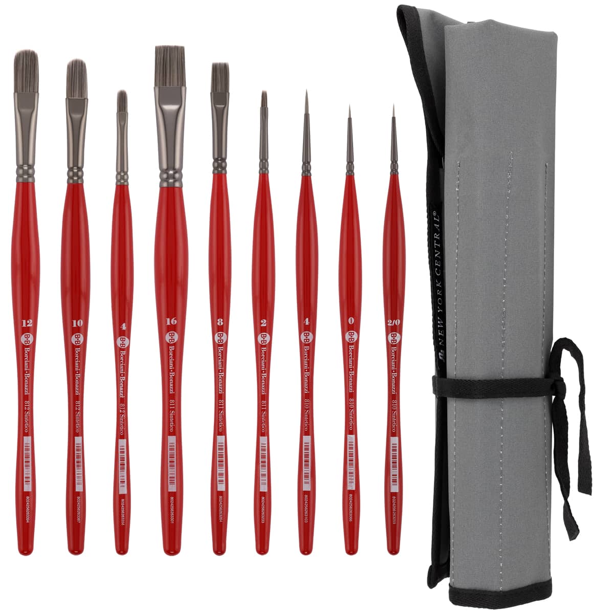 Silver Synthetic Set of 9 + Roll Up Case