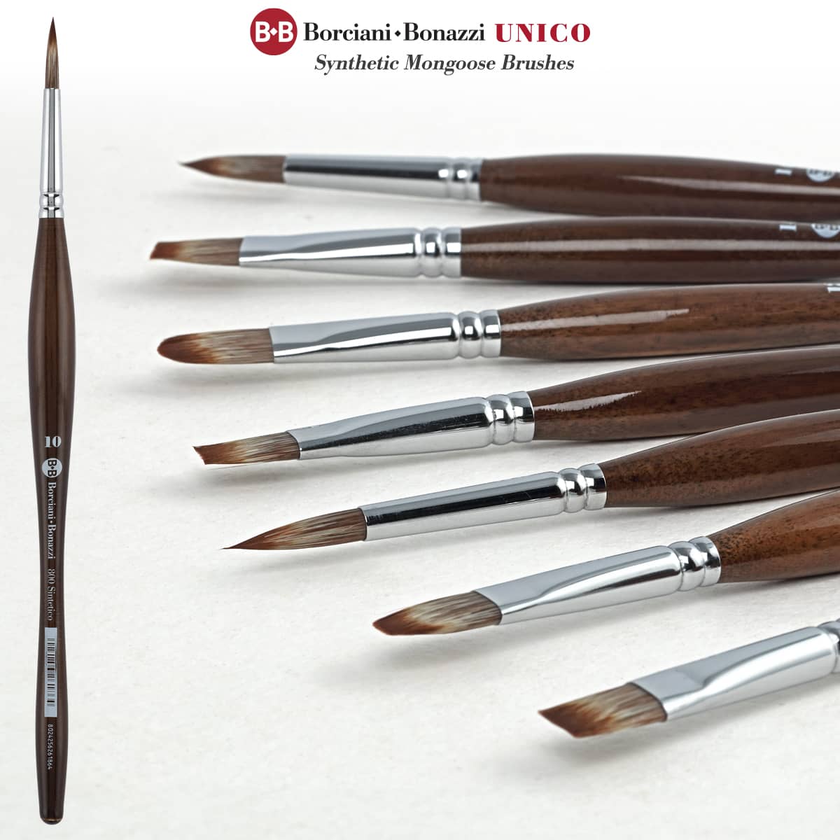 Borciani Bonazzi UNICO® Synthetic Mongoose Brushes