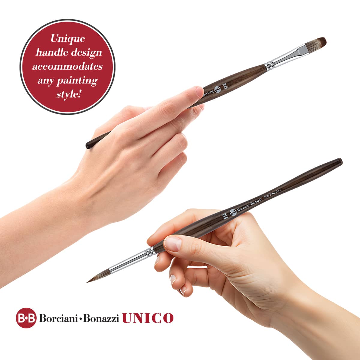 Borciani Bonazzi UNICO® Synthetic Mongoose Brush handles