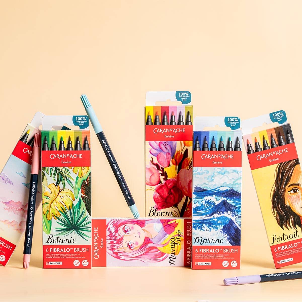 Caran d'Ache FIBRALO Water-Soluble Bullet and Brush Markers