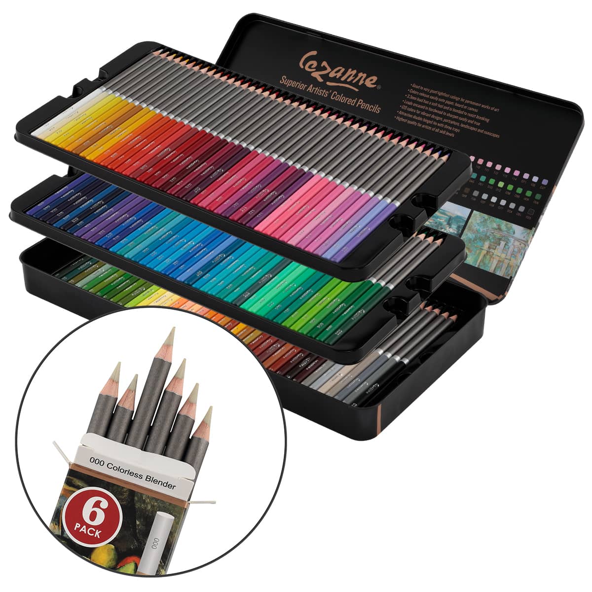 Cezanne Colored Pencil Set of 120 w/ 6 Colorless Blenders Set