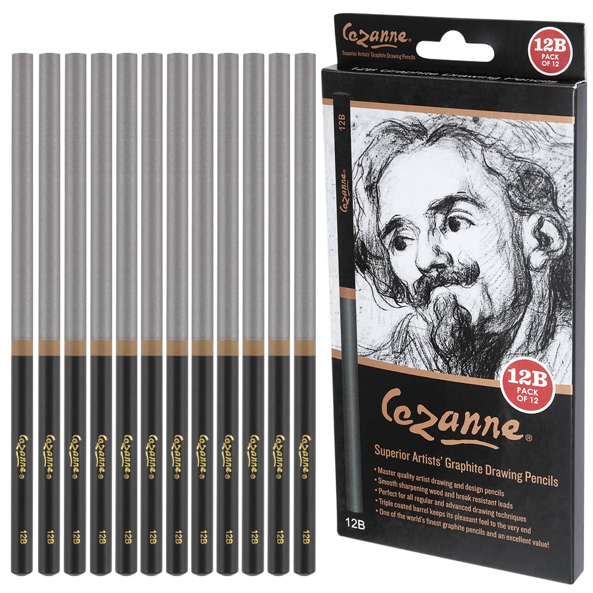 Cezanne Graphite Pencil #12B, Pack of 12 Pencils