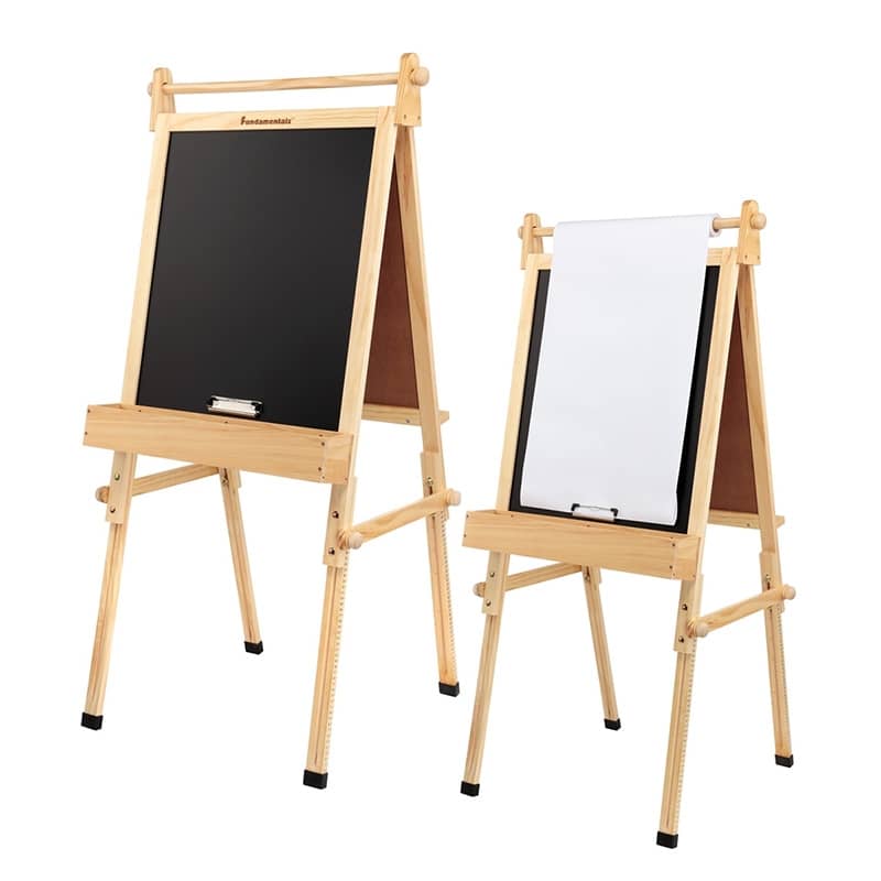Fundamentals Kids Art Easel with Paper Roll, Dry Erase & Chalk Board