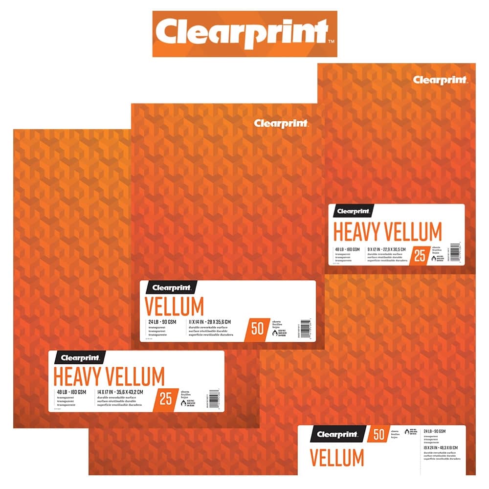 Clearprint 1000H-10 16lb Design Vellum 10x10 Fade-Out Grid Art Pad 8.5x11  50 Sheets (