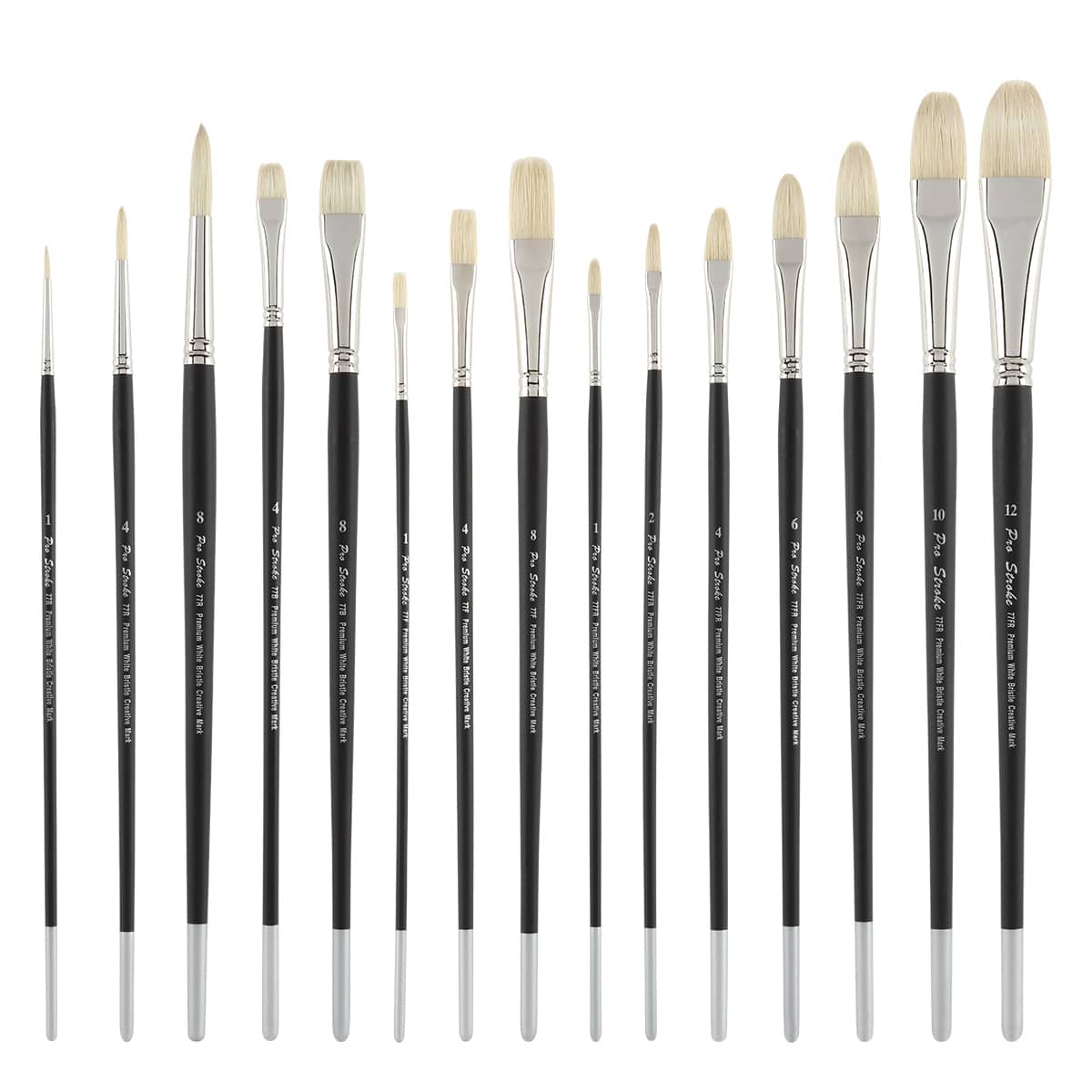  Creative Mark Pro-Stroke Value Set Of 15 Long Handle White Bristle Brushes