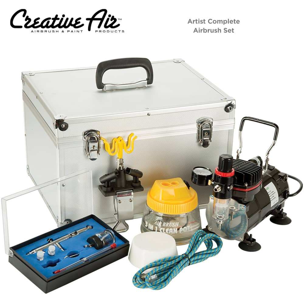 PAASCHE COMPANY F CARD AIRBRUSH SET KIT SINGLE ACTION NEW AIR BRUSH HOSE  BOTTLE