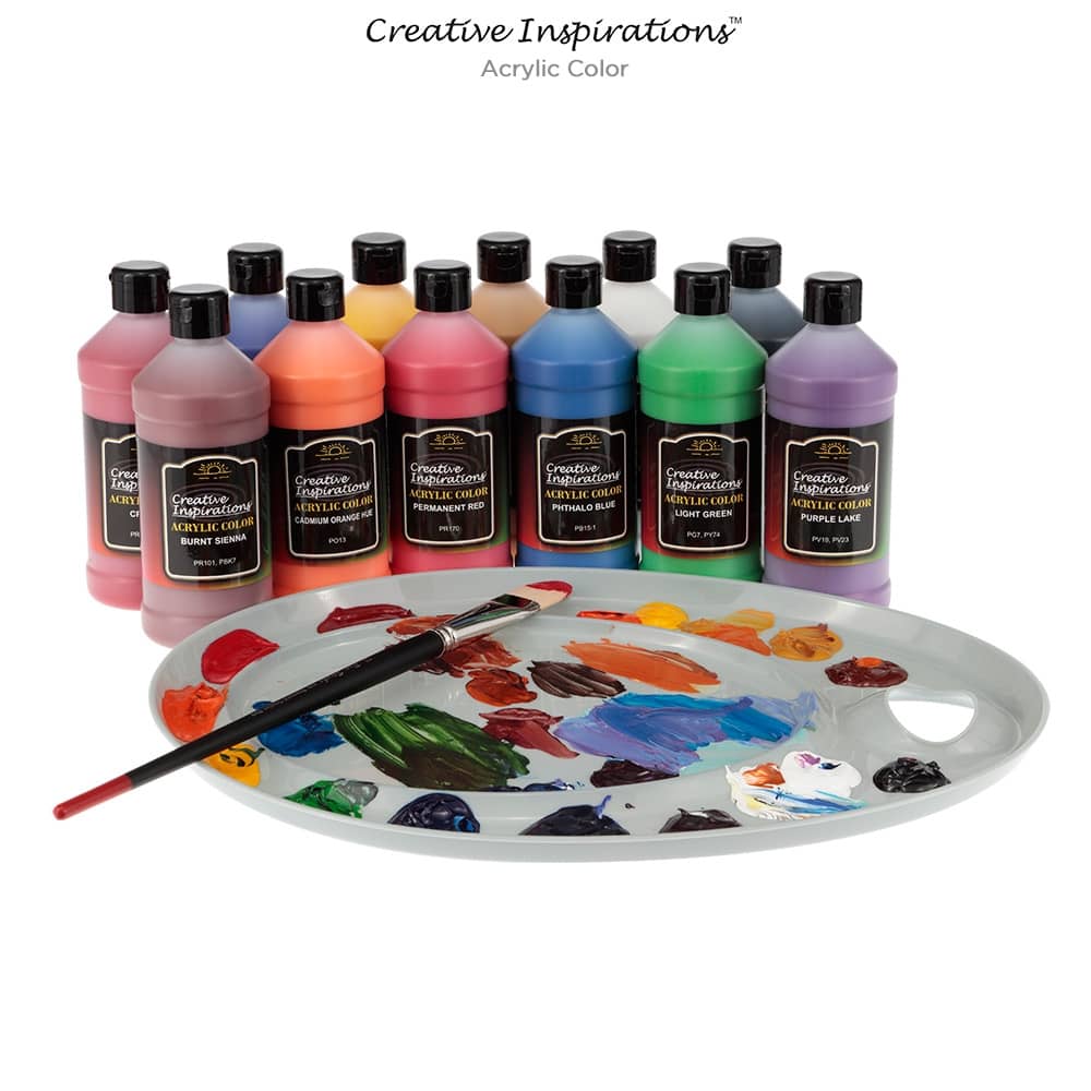 Creative Inspirations Acrylic Color Studio & School Value Pack of 12 Bottles 
