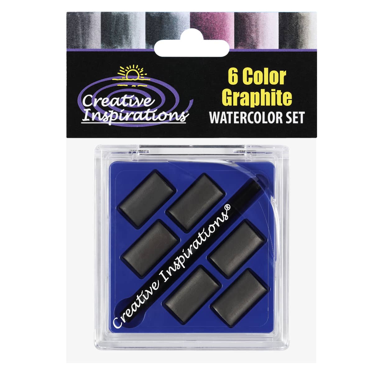 Creative Inspirations Watercolor Graphite Half Pan Set of 6 w/ Mini Brush