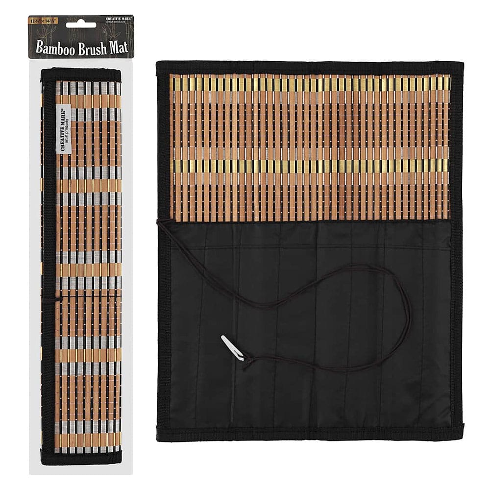 Bamboo Roll-Up Brush Mat with Tie Closure