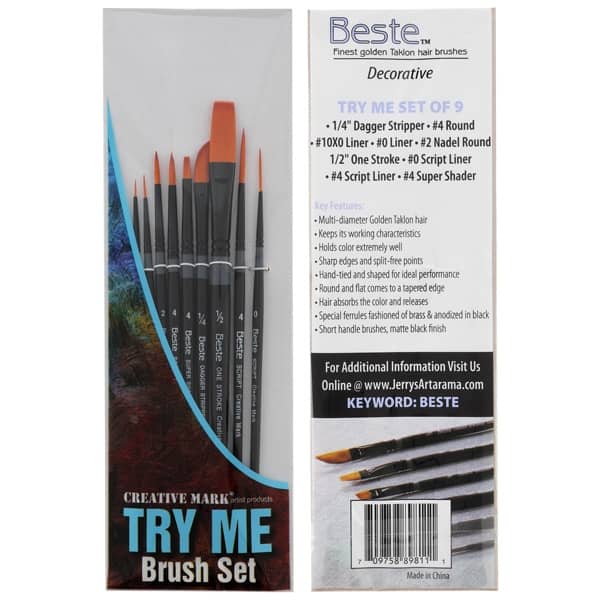 Try Me Set of Beste Brushes for Decorating Set of 9