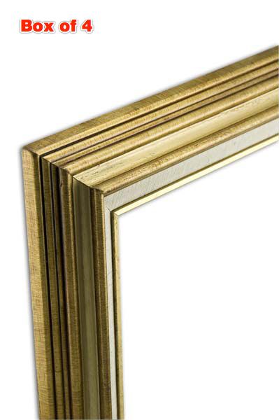 Accent Wood Frame Box of 4 Gold Wash 12X16