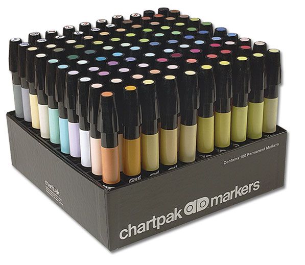 Chartpak AD Markers Century Set of 100 - Assorted Colors