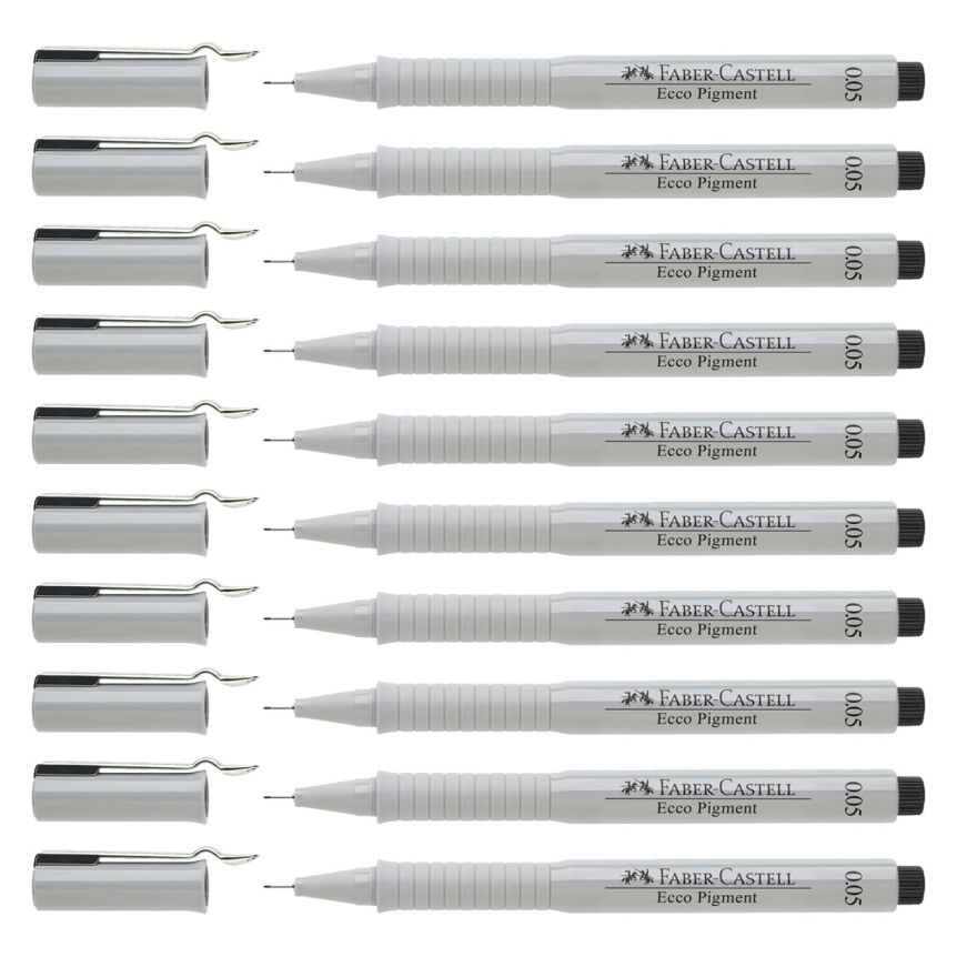  Faber-Castell Ecco Pigment Fineliner Pen - 0.05mm, Black (Box of 10)