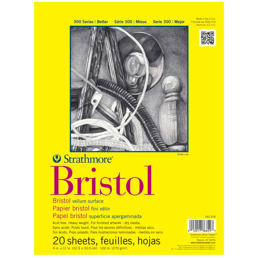 Strathmore 300 Series Bristol Pad Tape Bound 11" x 14" 100 lb (20 Sheets Vellum)