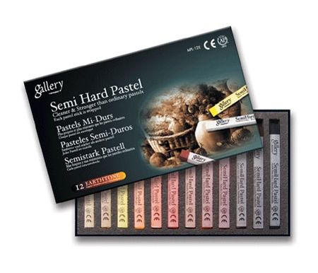 Mungyo Gallery Semi-Hard Pastels Cardboard Box Set of 12 - Earth Tones