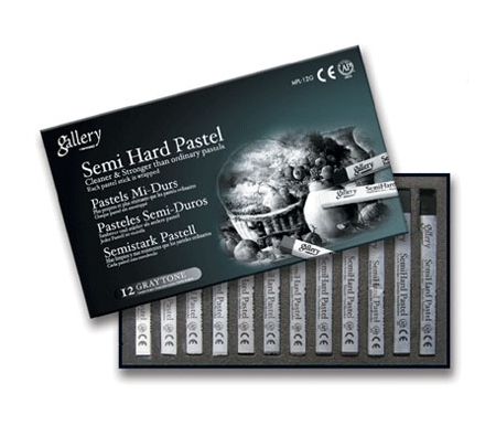 Mungyo Gallery Semi-Hard Pastels Cardboard Box Set of 12 - Greys