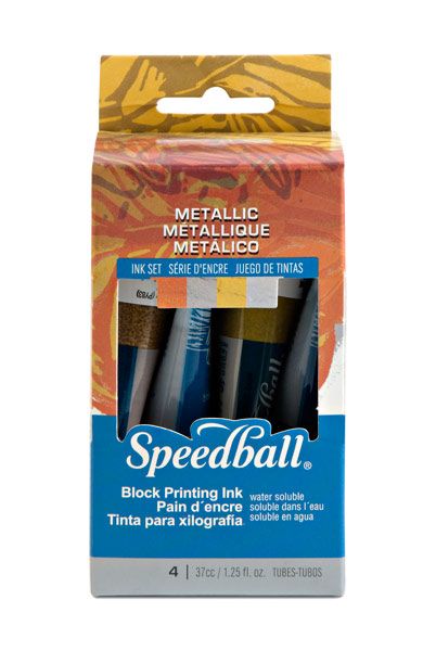 Speedball Block Printing Water-Soluble Ink Metallic Set of 4